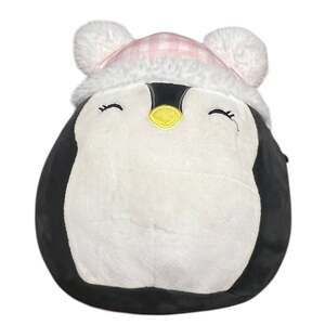 Squishmallows Luna the Penguin with Pink Gingham Winter Hat Plush